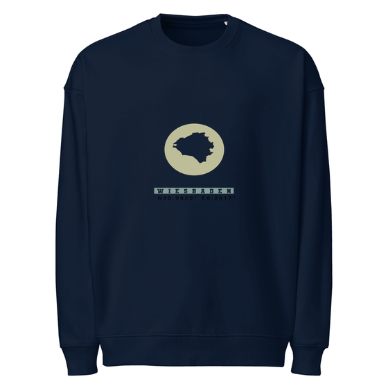 Wiesbaden Sweatshirt mit Moon Coordinates-Design (Navy) – Produktansicht